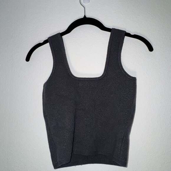 Abercrombie & Fitch Soft AF Square Neck Knit Crop Top - Dark Grey - Picture 2 of 3